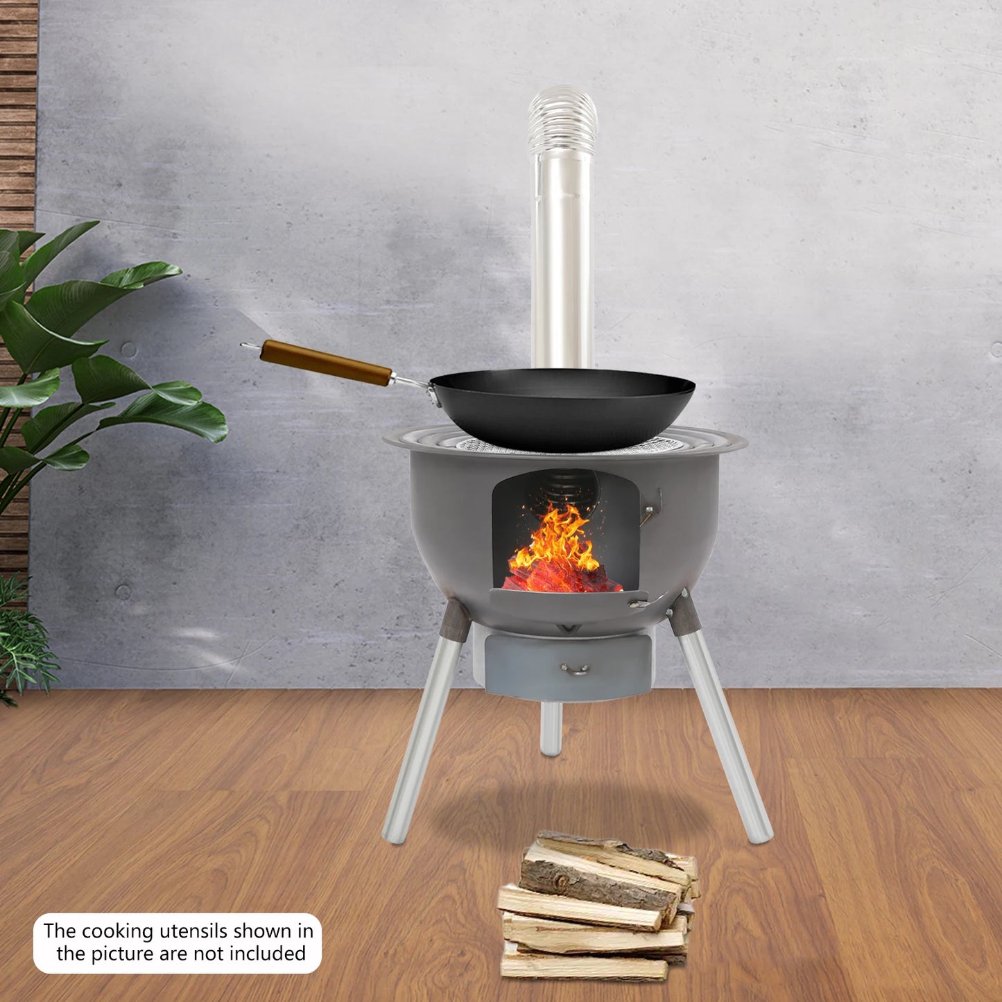 Multifunction Wood Burning Stove With Grill Rack Portable Camp Stove