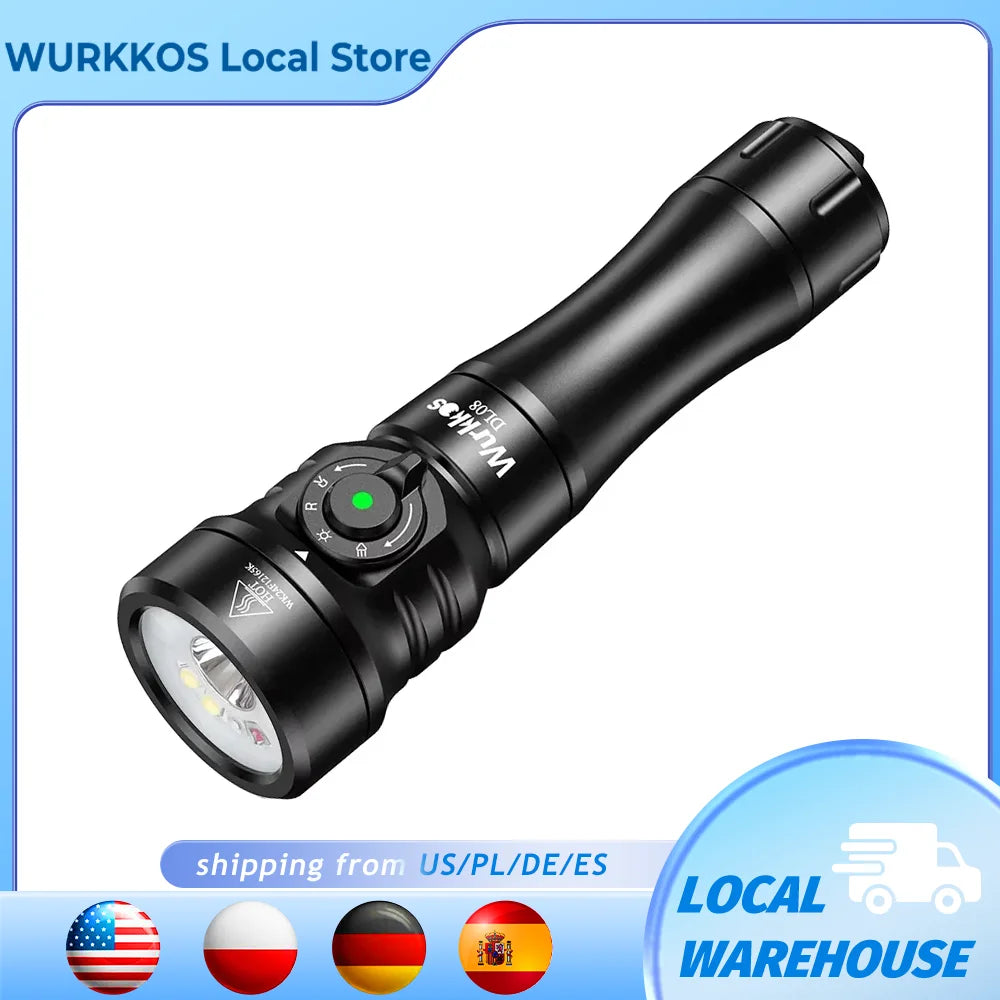 Wurkkos DL08 3600lm Rechargeable Diving Flashlight IP68 Underwater
