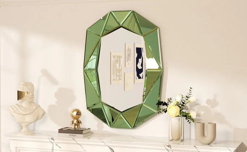 Wisfor Irregular Beveled Diamond Edge Glass Wall Mirror