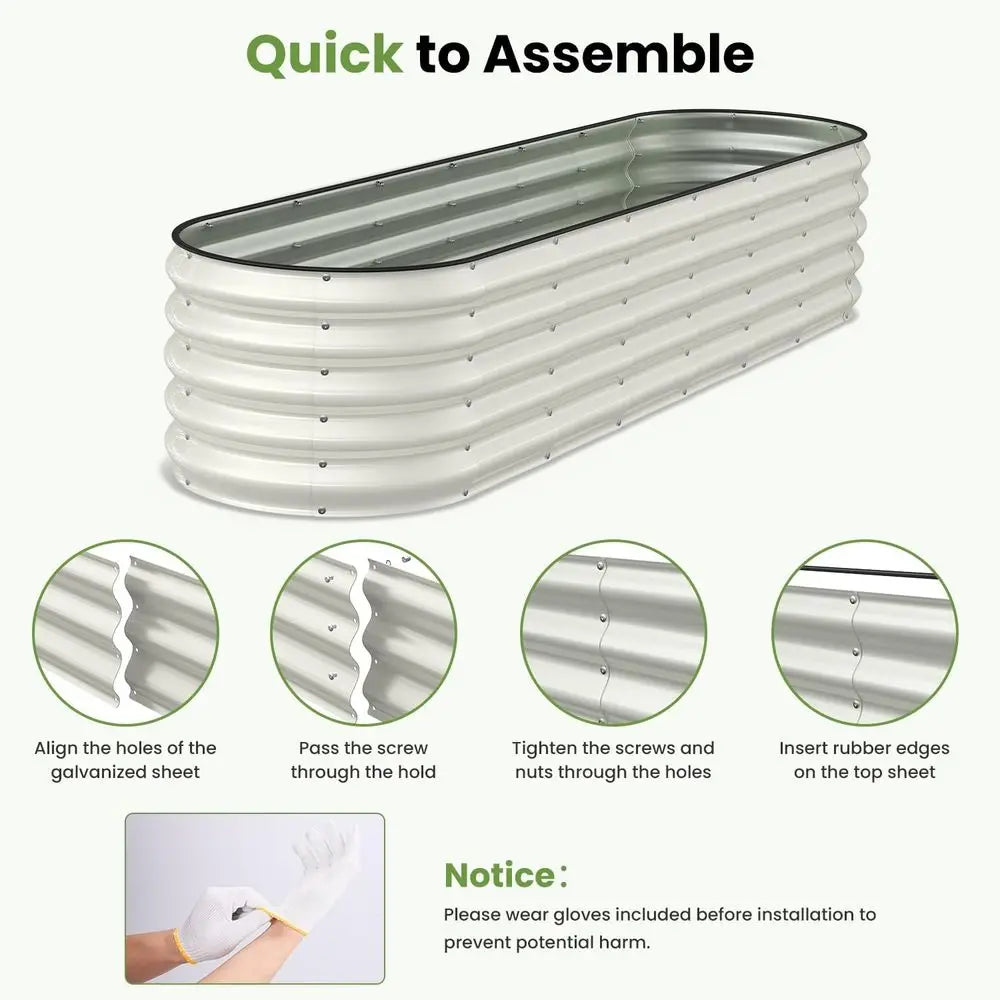 Oval Aluminum Raised Garden Bed for Vegetables and Herbs