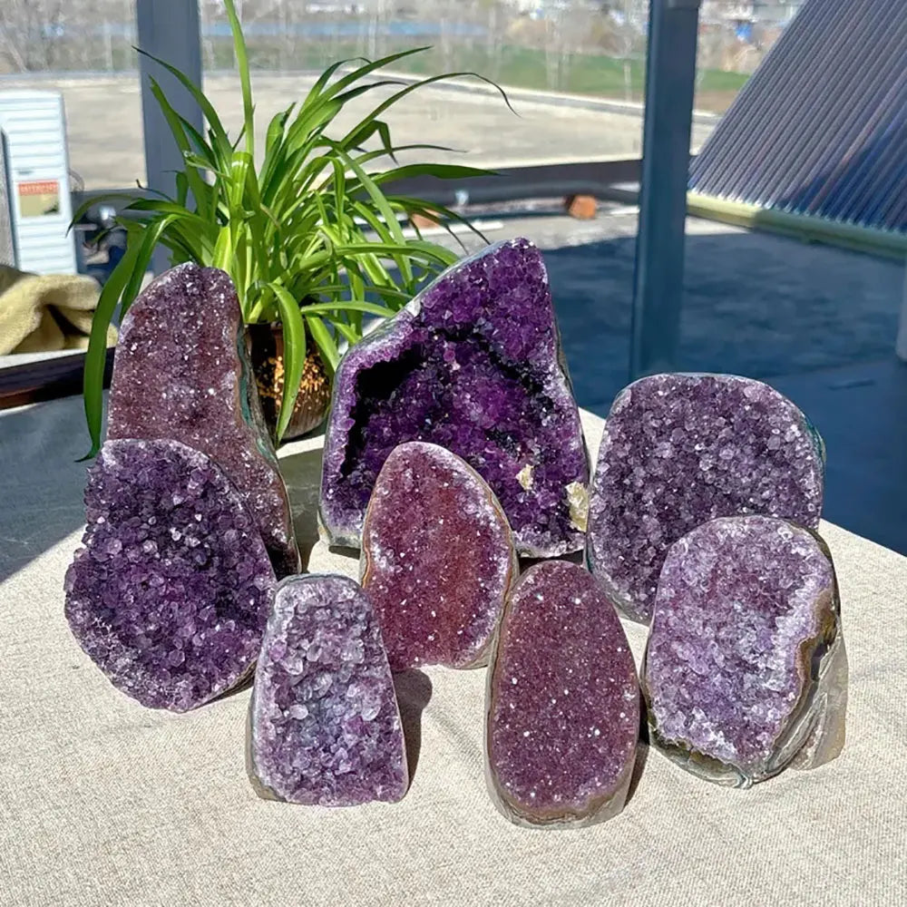 Brazilian Amethyst Crystal Cluster Natural Deep Purple Decorative Stone