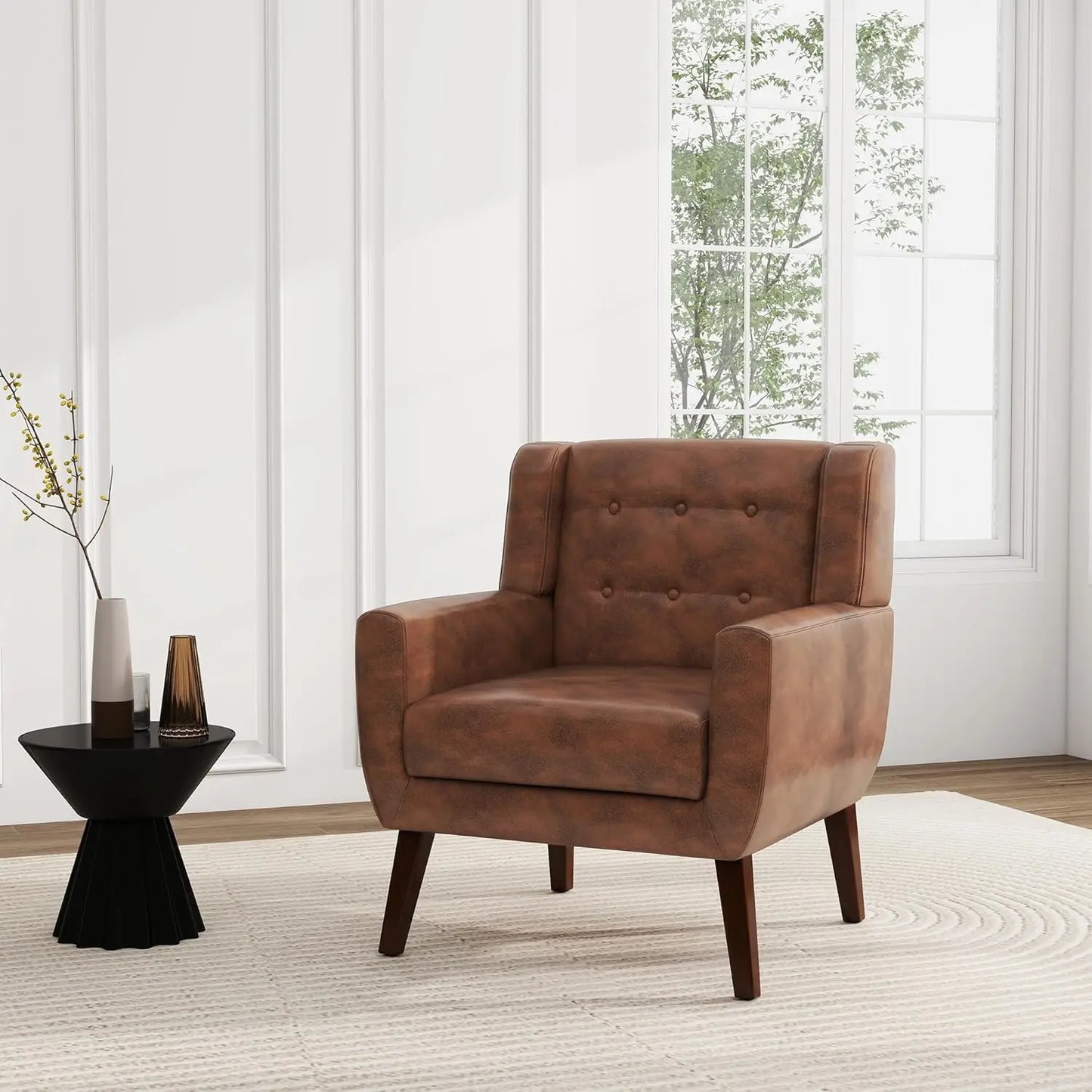 PU Leather Accent Chairs Set Of 2 Modern Armchairs