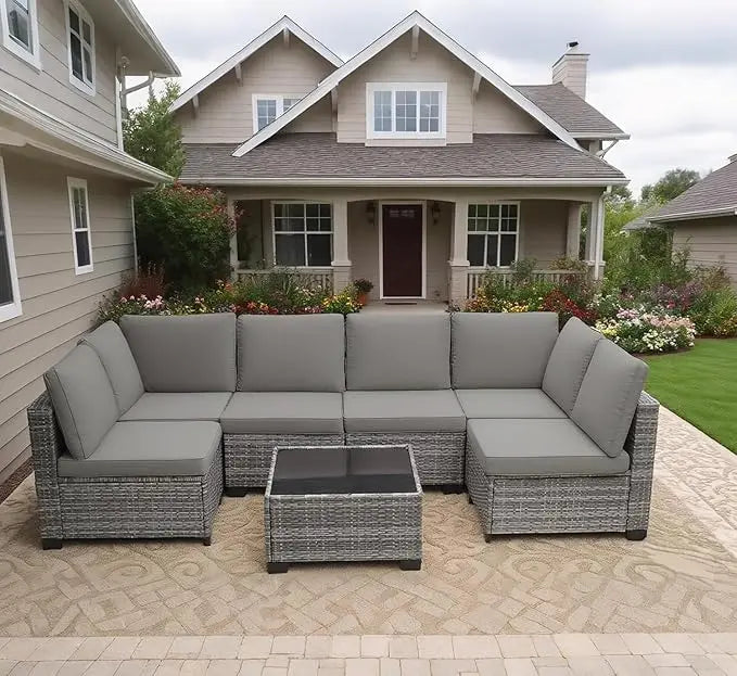 Outdoor Patio Furniture Set All Weather Sectional Sofa PE Rattan