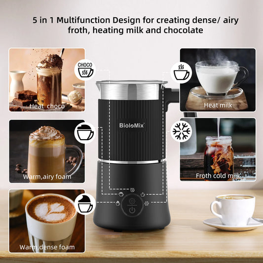 Biolomix 5-in-1 Detachable Milk Frother and Steamer
