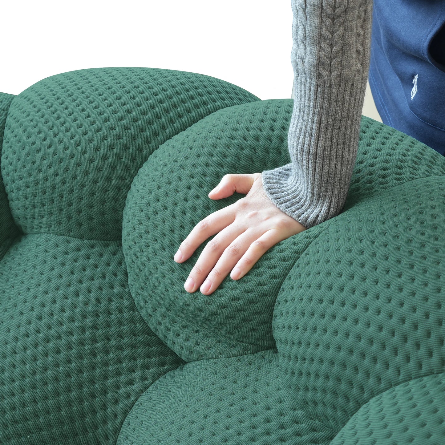 Sdorens Modern Curved Boneless 3D Knitted Fabric Loveseat Sofa