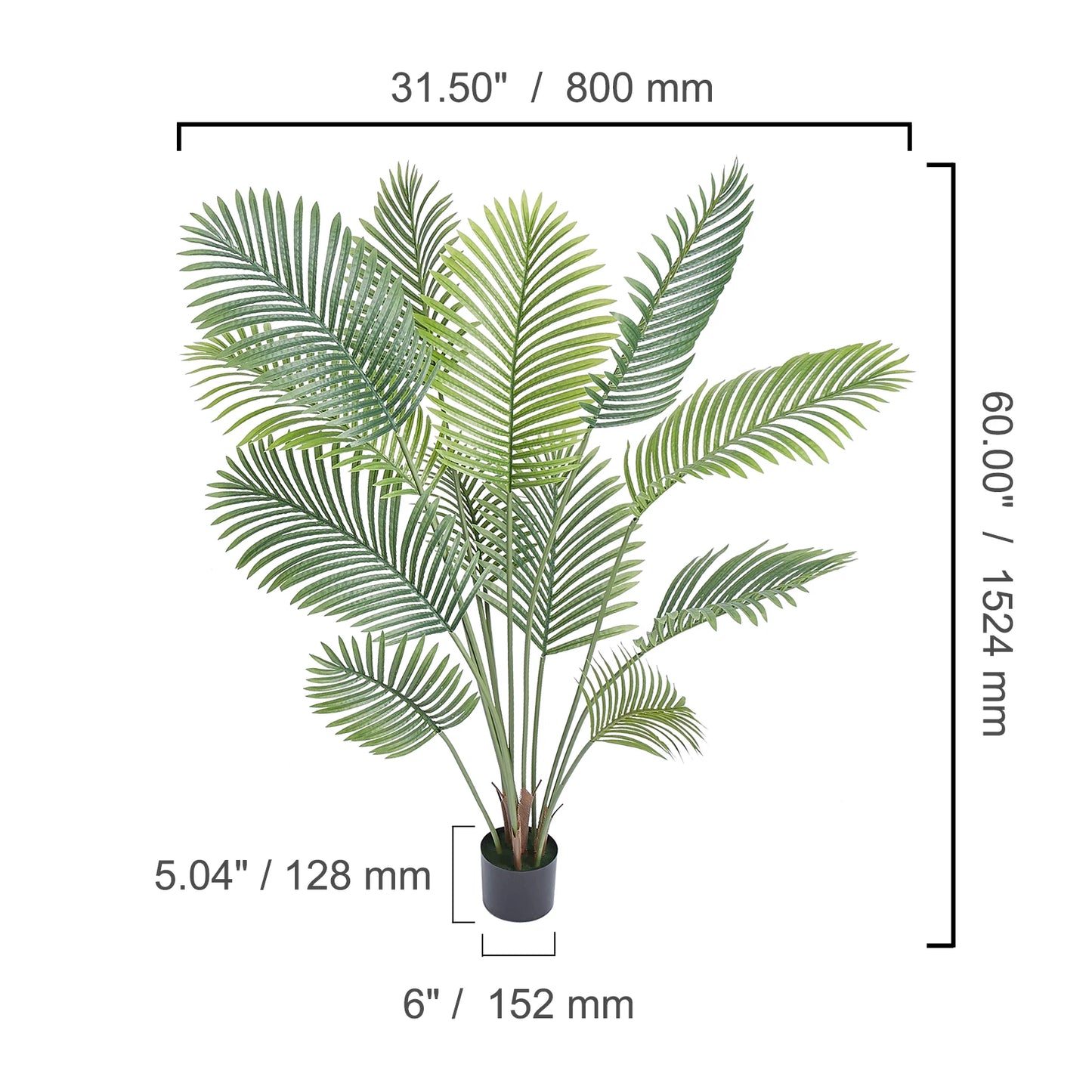 SucceBuy Artificial Palm Tree Faux Plant With Anti Tip Design