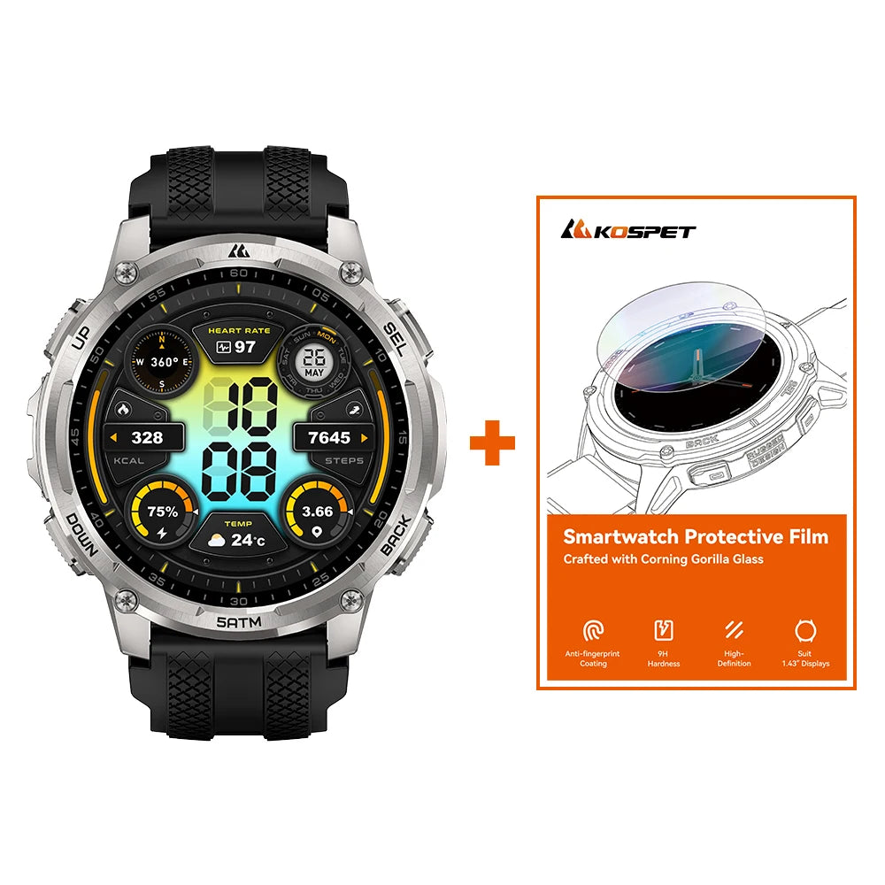 Kospe Tank T4C Smartwatch Men's Outdoor Rugged Dual-Band GPS Waterproof