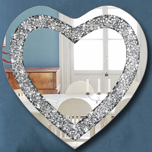 Crystal Crush Diamond Heart Shaped Wall Mirror Decor