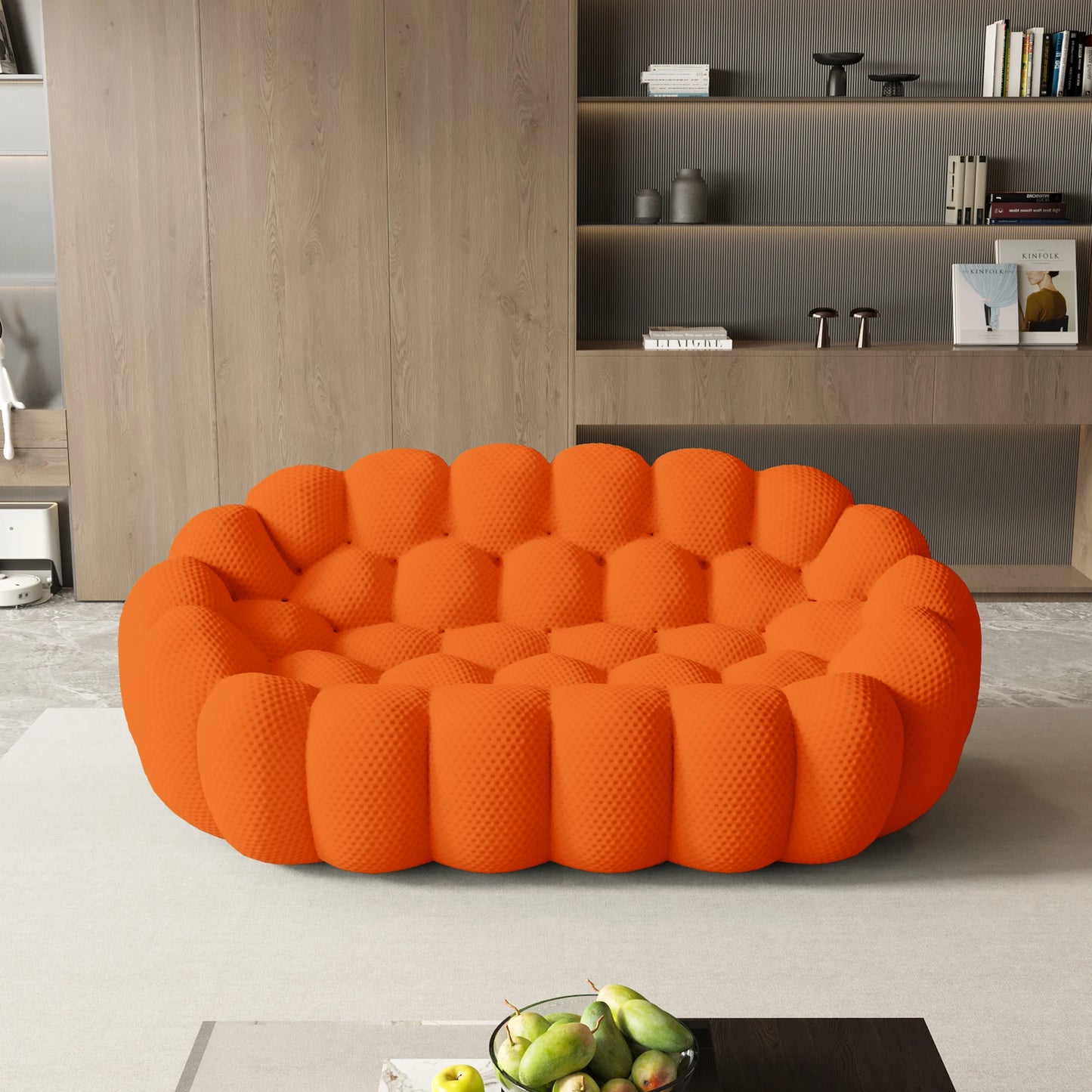 Sdorens Modern Curved Boneless 3D Knitted Fabric Loveseat Sofa