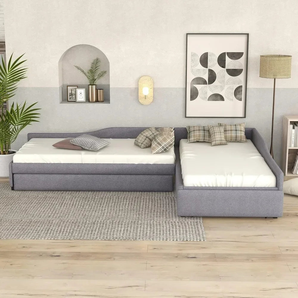 Daybed With Upholstered Seat Trundle And Storage Drawer For Teens