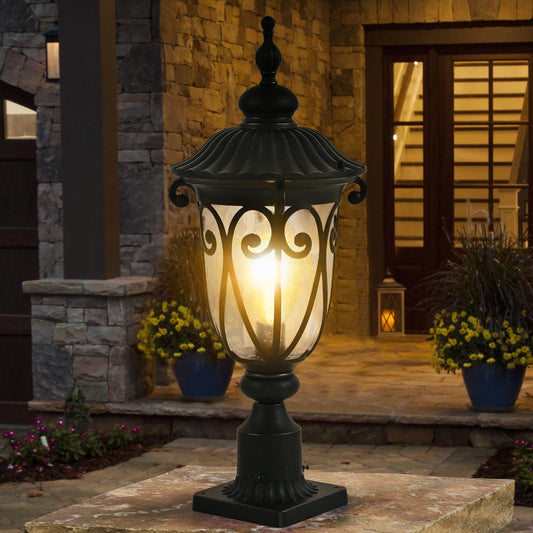 Outdoor Post Lantern Aluminum Path Light Bubble Glass IP65 Waterproof