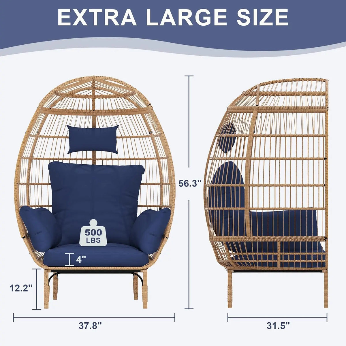 Himiss Premium Wicker Rattan Outdoor Egg Patio Lounge Chair