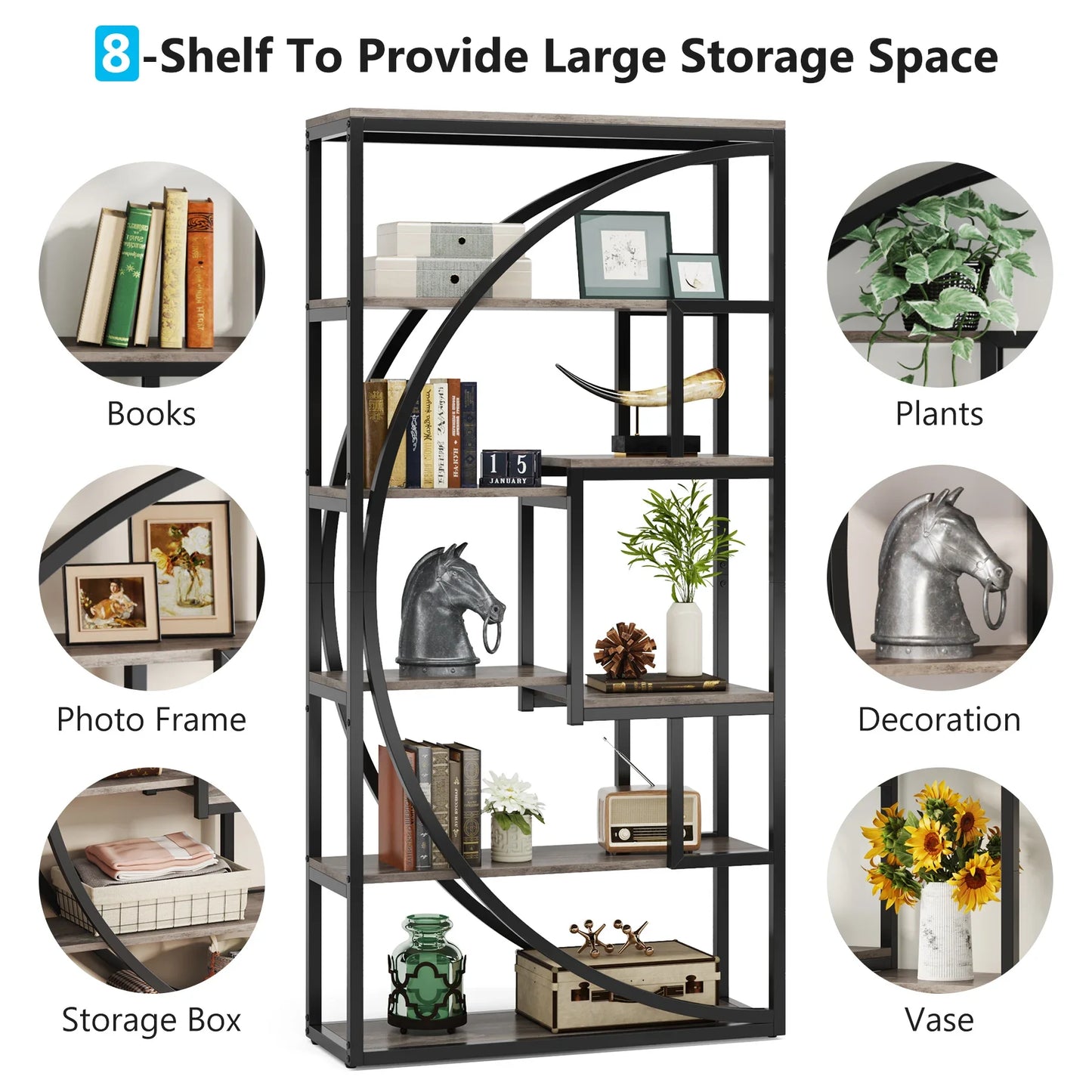 Tribesigns Industrial Five Tier Etagere Bookcase Storage