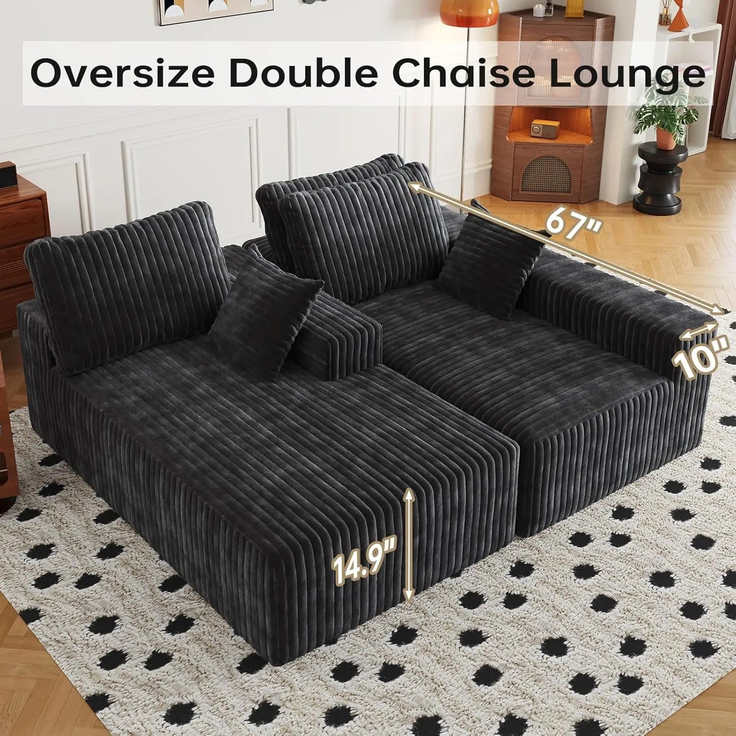 Modular Sectional Sofa Chaise Lounge Flannel Fabric Removable Washable Cover