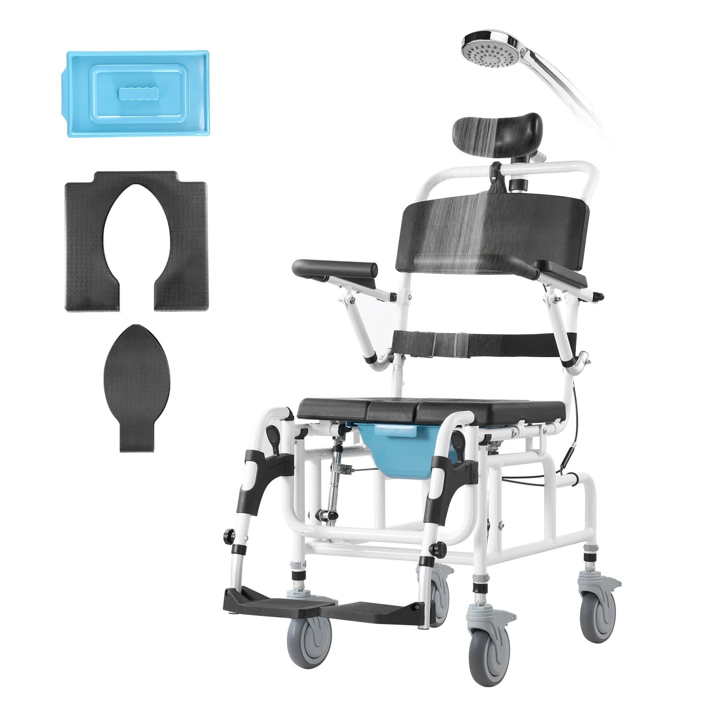 SucceBuy Shower Wheelchair Aluminum For Inside Shower Disabled 300 Lbs