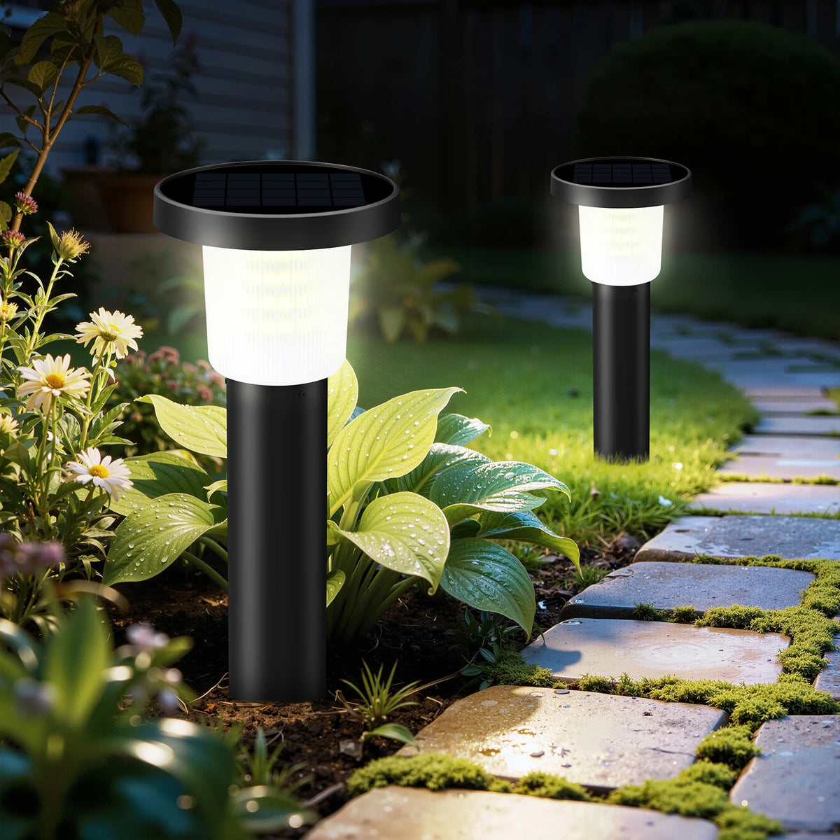 Intelamp Solar Pathway Lights Outdoor LED Landscape Garden Driveway Walkway
