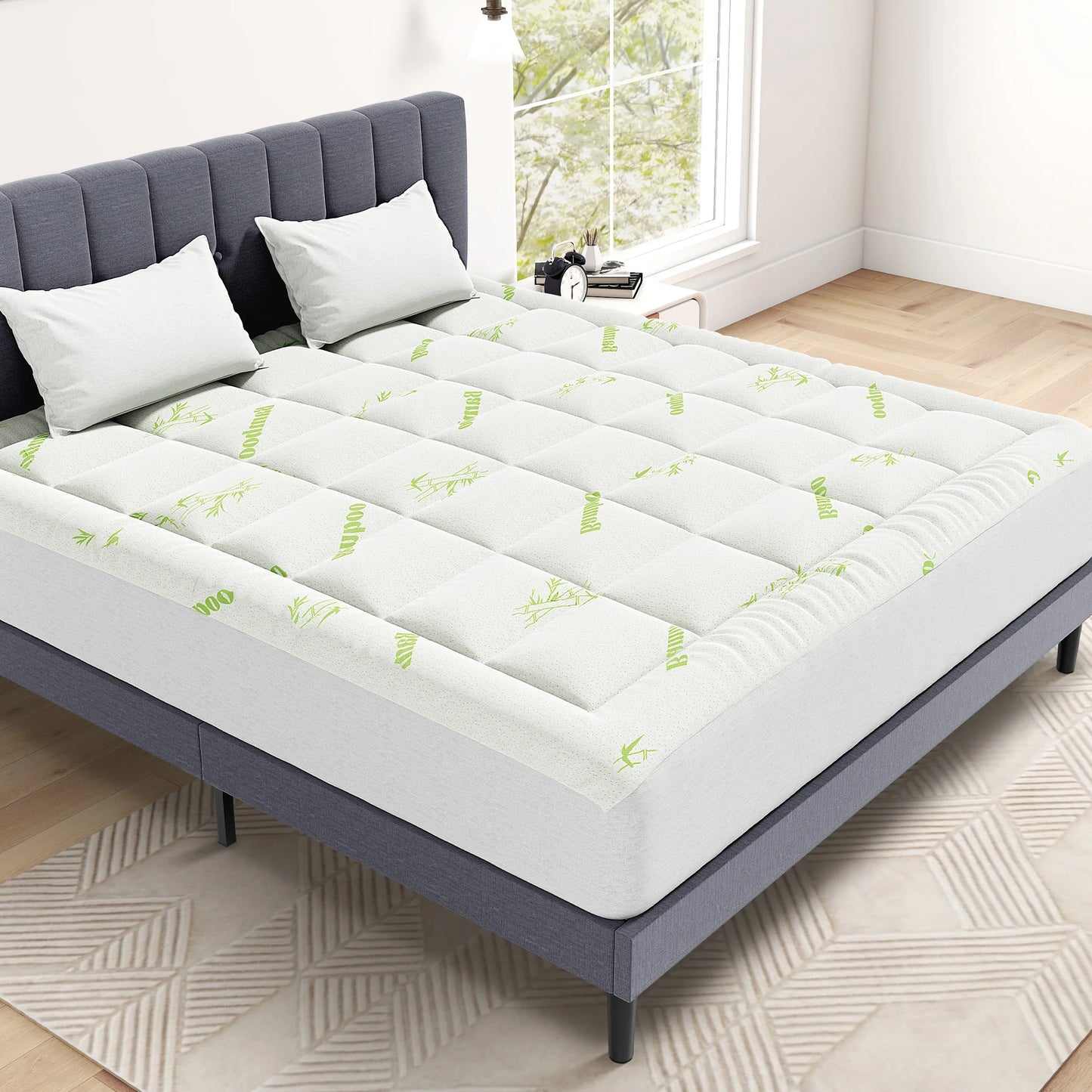 MCQ Bamboo Viscose Mattress Topper Ultra Soft Pillow Top Stretchable Pockets