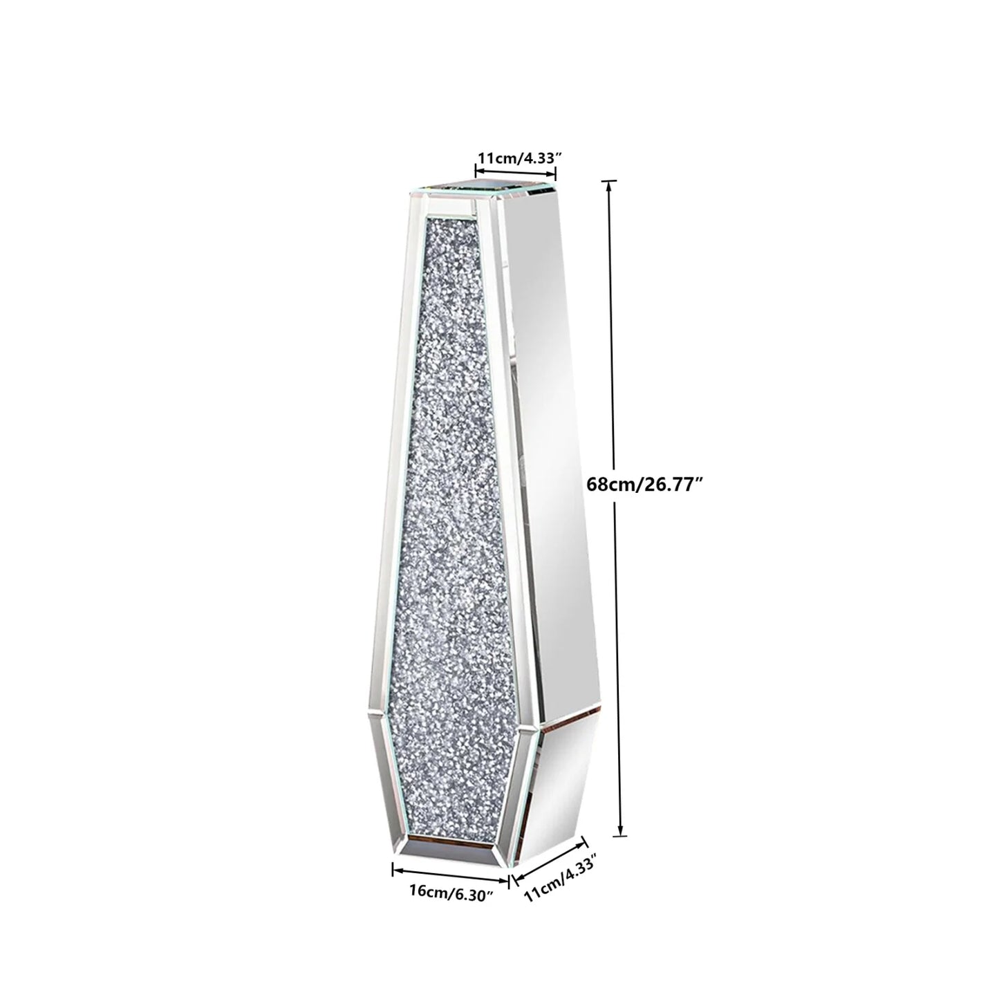 Floor Mirrored Vase Crushed Diamond Glass Tall Home Decor