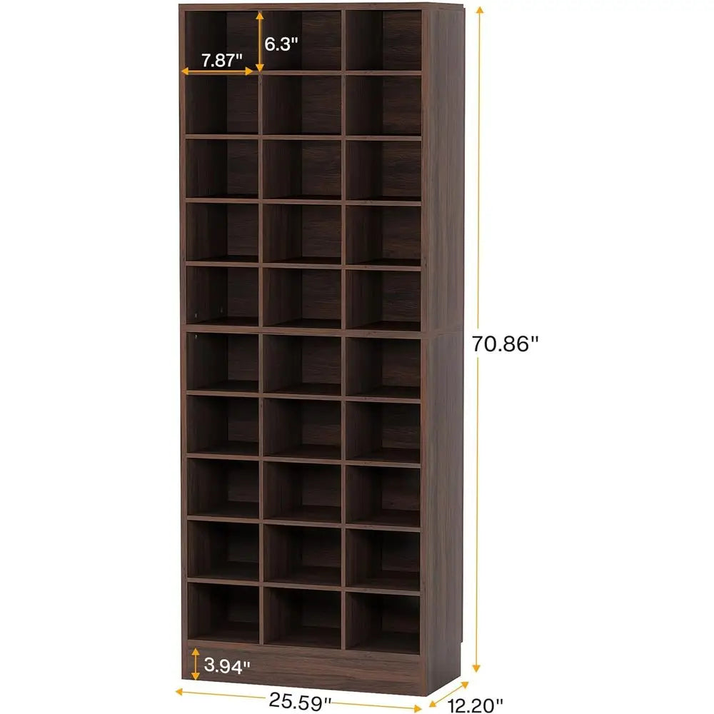 10-Tier Wooden Shoe Cabinet With 30 Cubbies Entryway Organizer