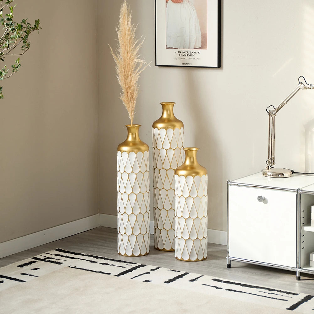 TWISTER.CK Floor Metal Vase Set Modern Decorative Drop Shape Vases