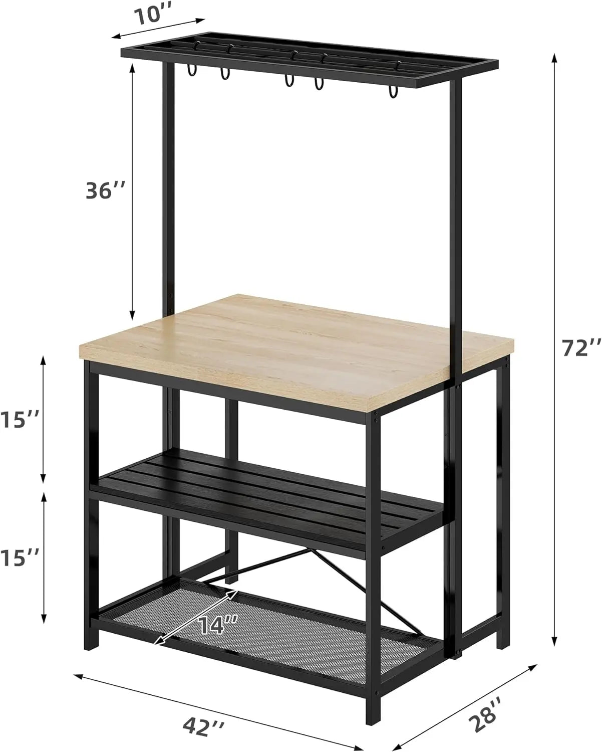 HiMISS Kitchen Island With Storage And Power Outlet Bakers Rack