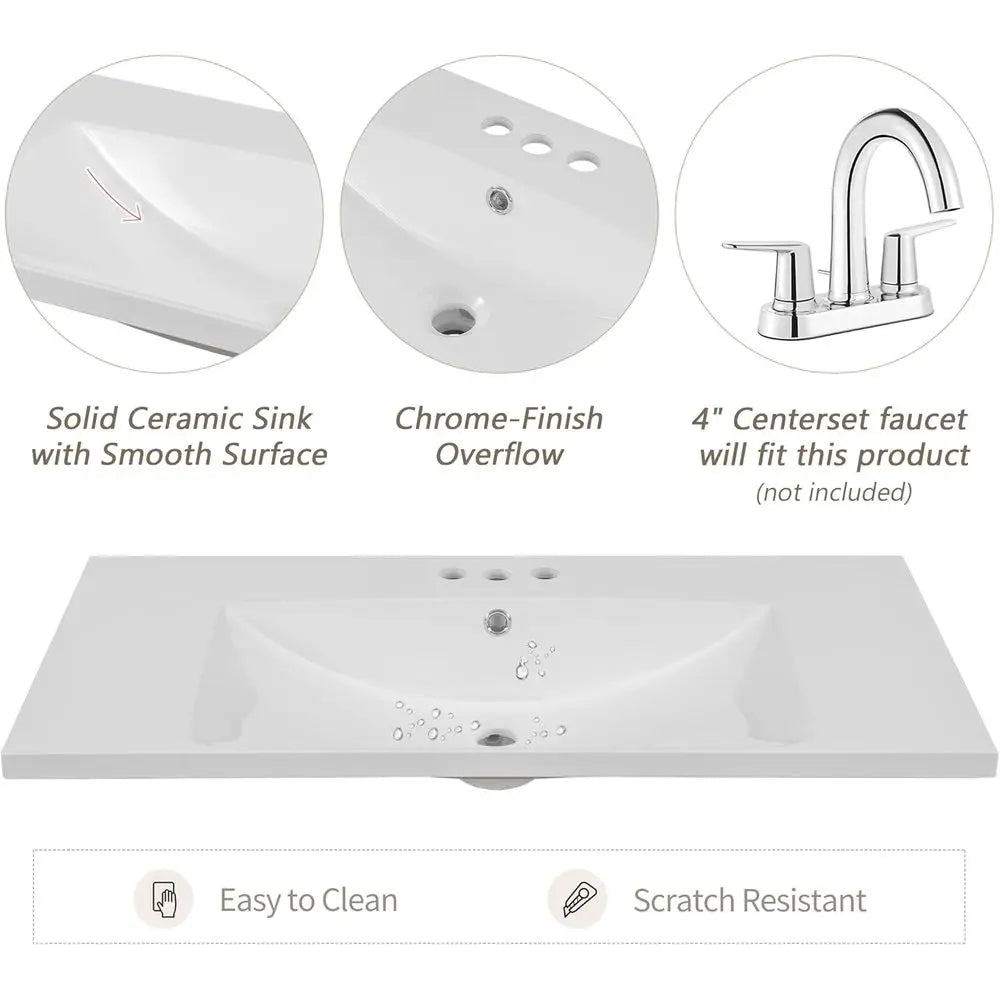 Bathroom Vanity Set With Sink And Solid Wood Frame MDF