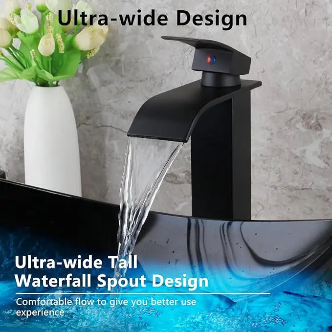 YANKSMART Monite Tempered Glass Bathroom Sink Set Oval Above Counter