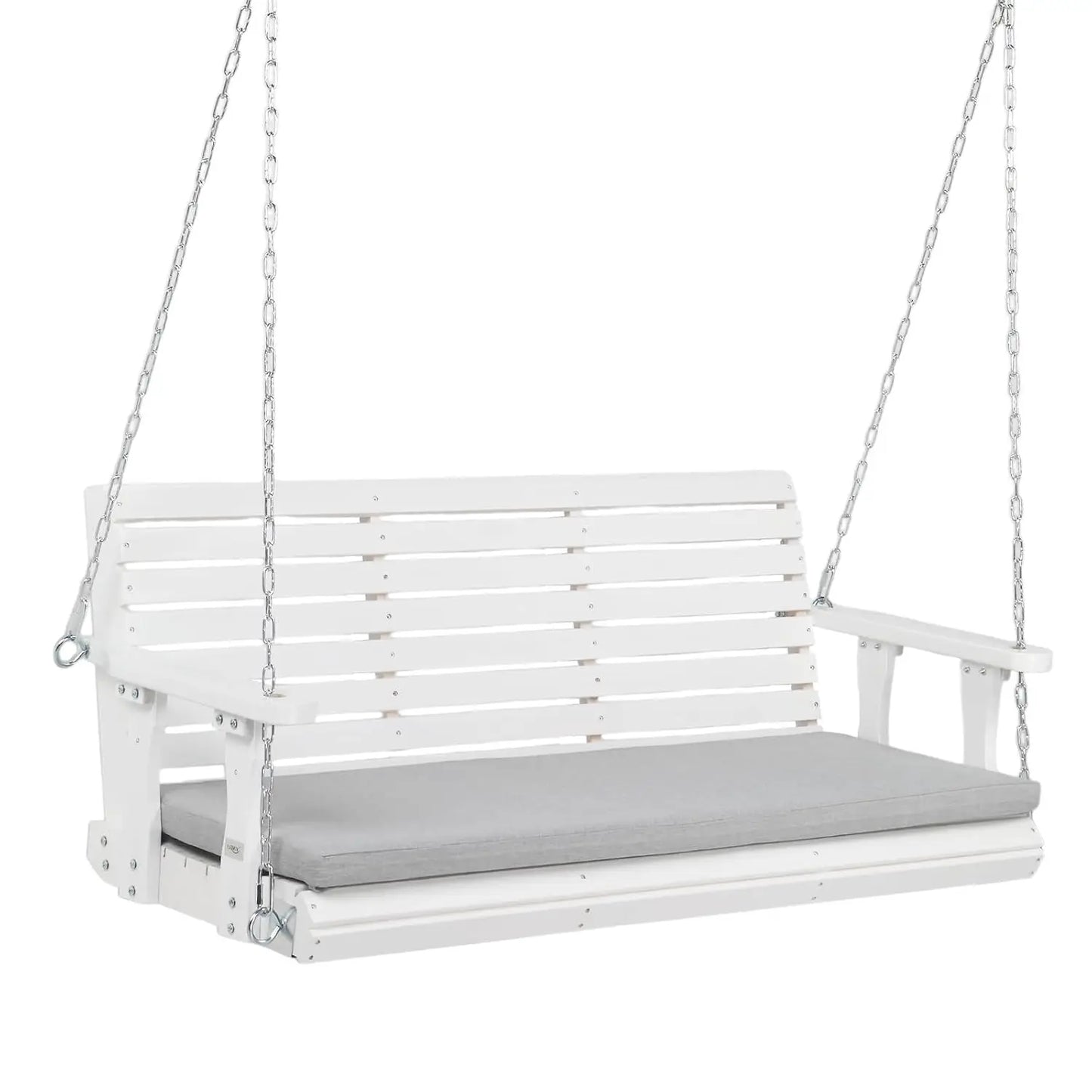 Farmhouse Wooden Hanging Porch Swing Bench With Extra Cushion