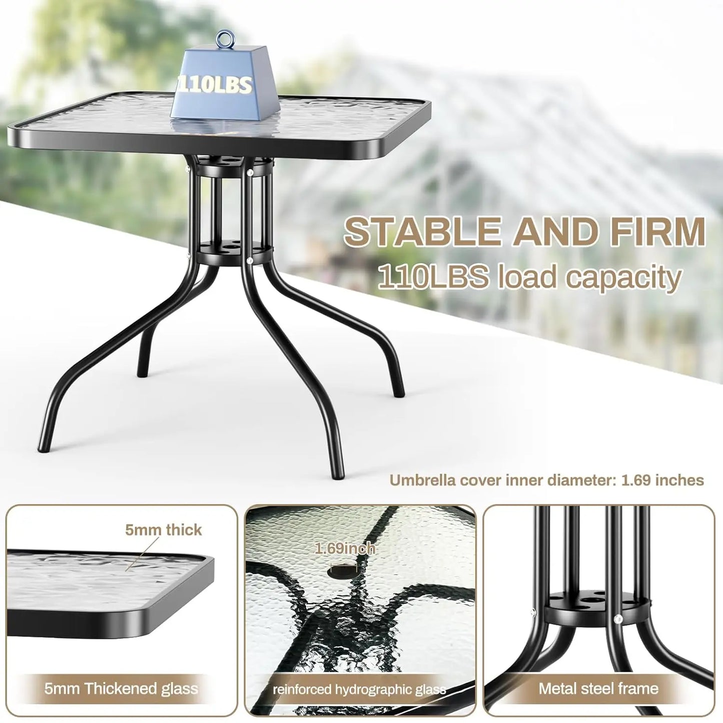Patio Dining Set 5 Pieces All Weather Textilene Chairs