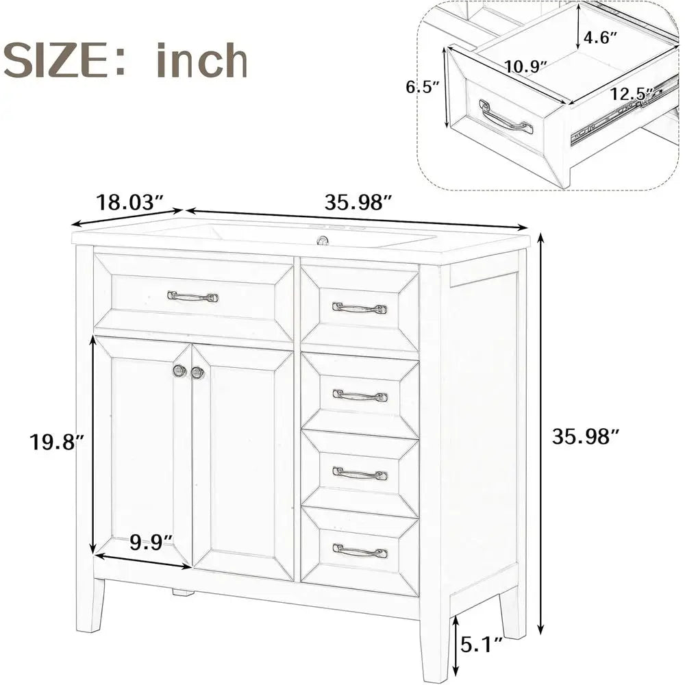 Bathroom Vanity Set With Sink And Solid Wood Frame MDF