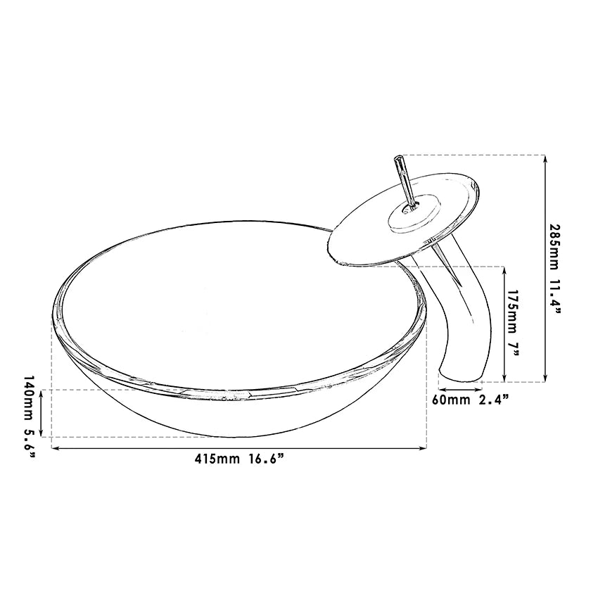 Mekhala Tempered Glass Vessel Sink And Faucet Set