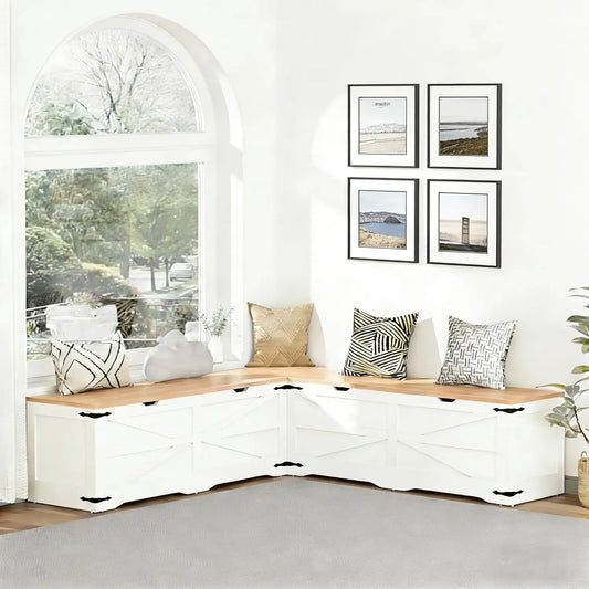 L Shape Kitchen Breakfast Nook Bench With Hidden Storage Farmhouse