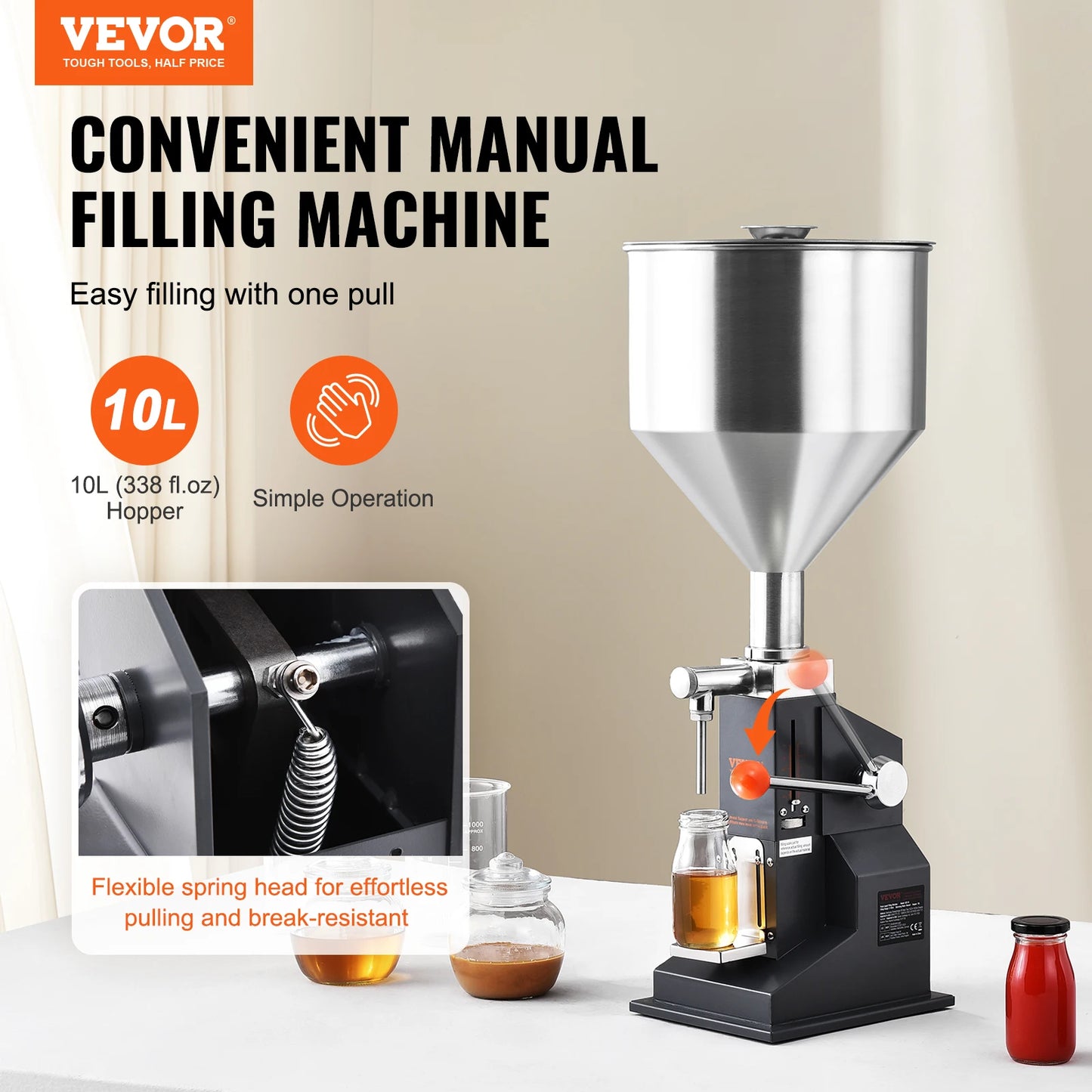 VEVOR Manual Liquid Filling Machine With Hopper For Bottles