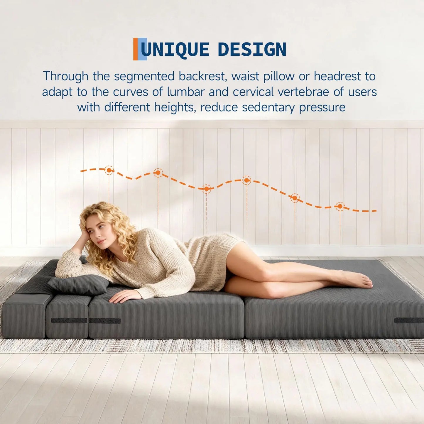 HobbyLane 4-in-1 Folding Sofa Bed Corduroy Couch With Pillow