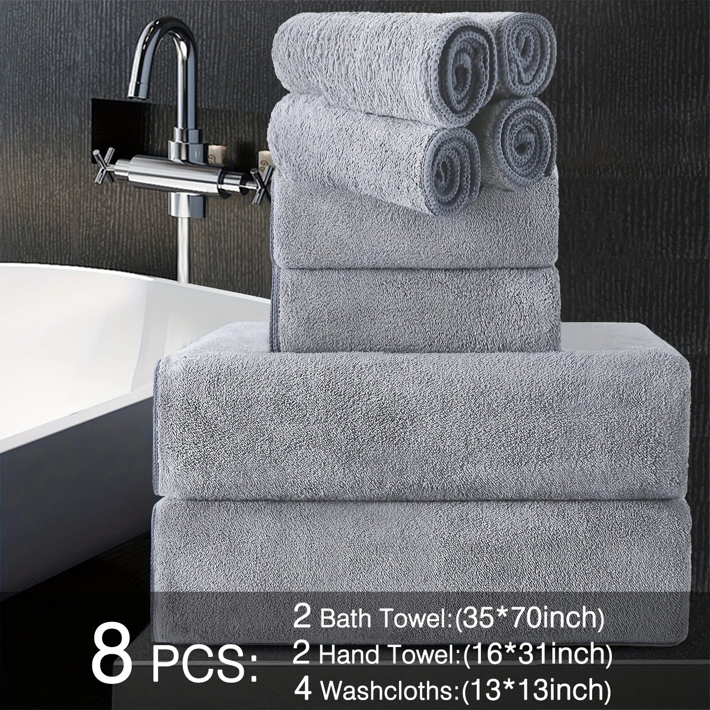 Belista Bath Towels Set 100 Percent Polyester Absorbent Machine Washable