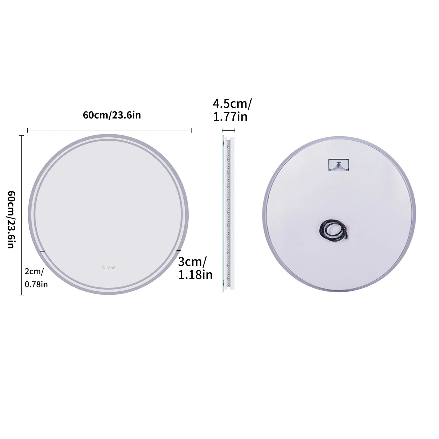 Round LED Bathroom Vanity Mirror Anti Fog With Bright Lights