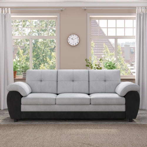 Modern Leather Velvet Sofa With Soft Cushions For Living Room