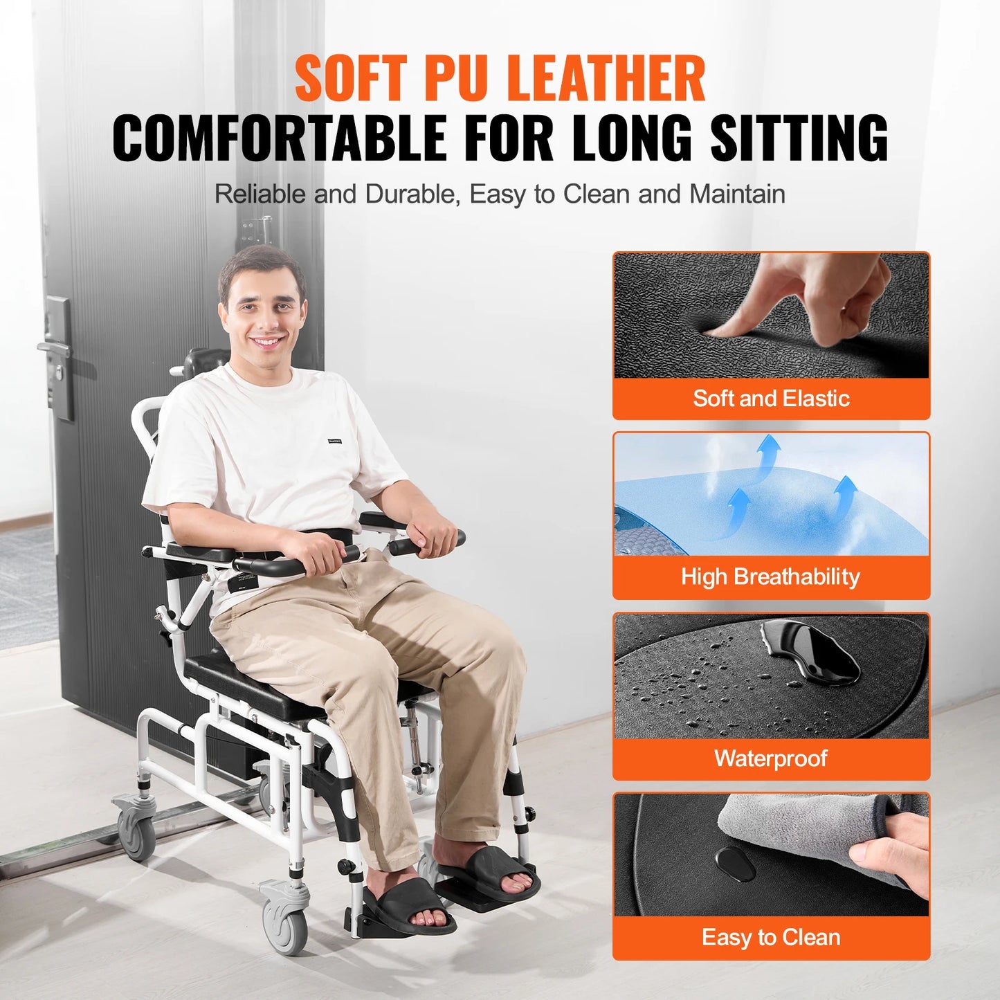 SucceBuy Shower Wheelchair Aluminum For Inside Shower Disabled 300 Lbs