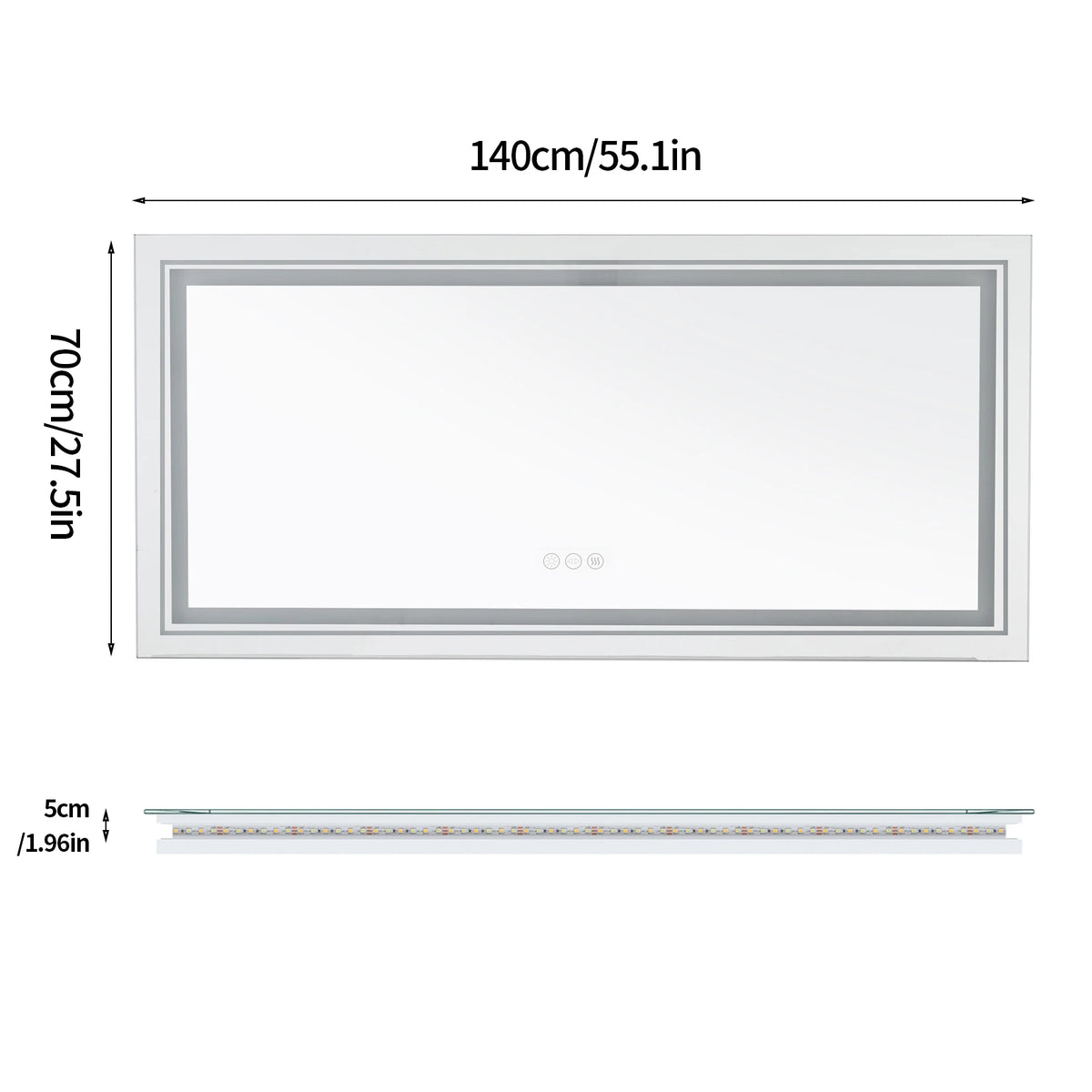 Illuminated LED Bathroom Vanity Mirror With Touch Control