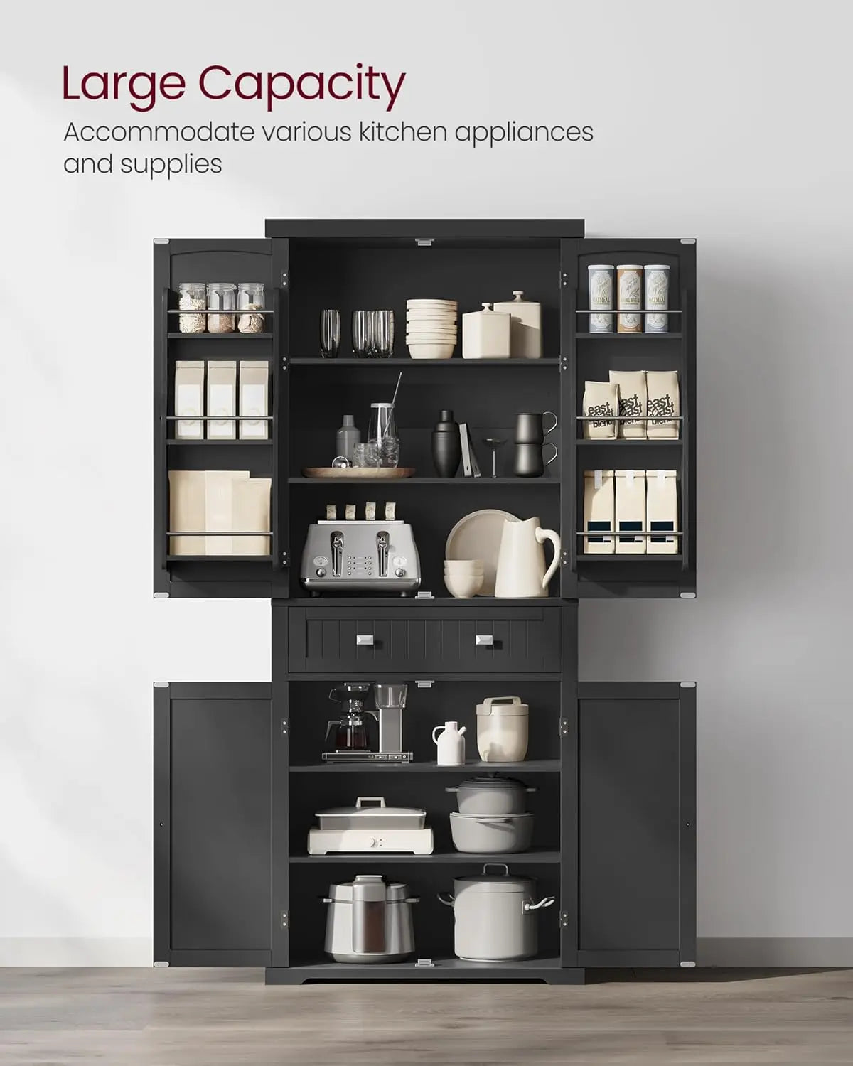 Freestanding Cupboard With Drawer 2 Cabinets And Shelves For Kitchen