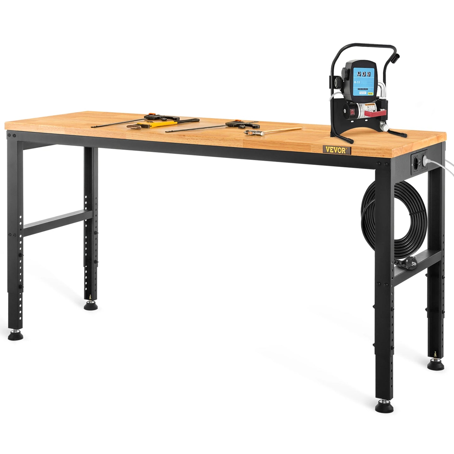 SucceBuy Heavy Duty Workbench With Oak Hardwood Top And 900kg Load