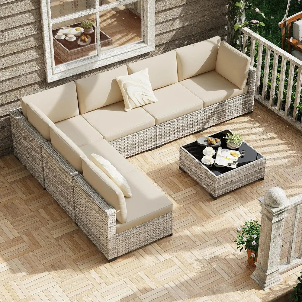 All Weather PE Rattan Modular Outdoor Patio Conversation Set