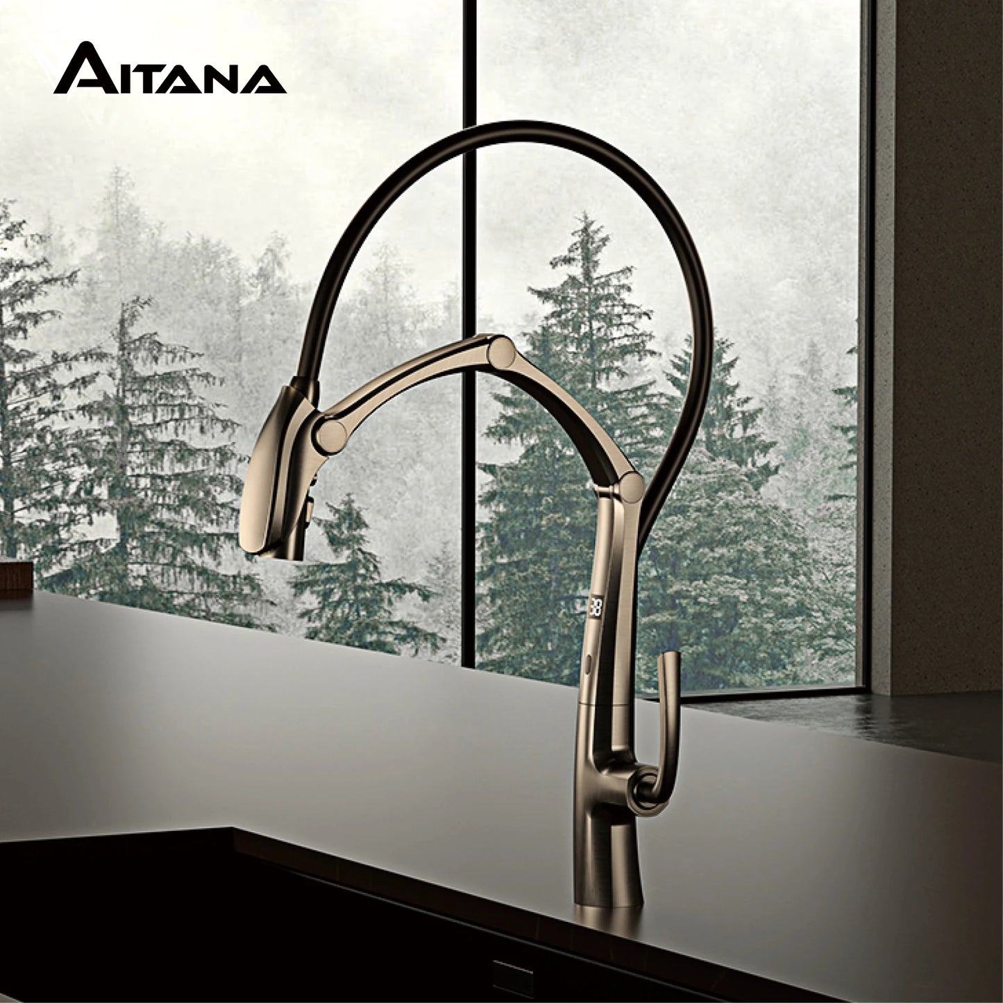 Aitana Luxury Brass Kitchen Faucet With Pullout Spray