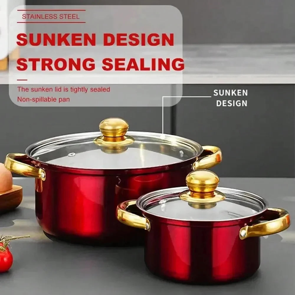 XMSJ Nonstick Cookware Set Pots And Pans With Glass Lids