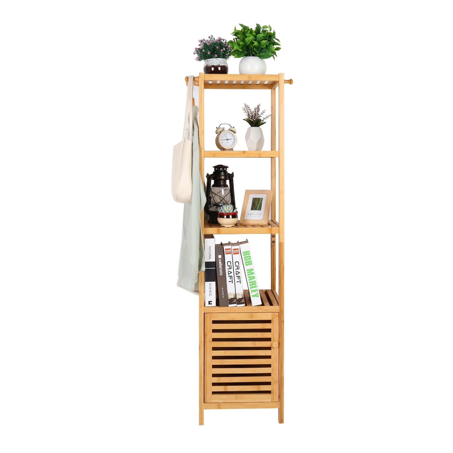 Freestanding Bamboo Bathroom Cabinet Storage Slim Shelf Floor Corner Rack