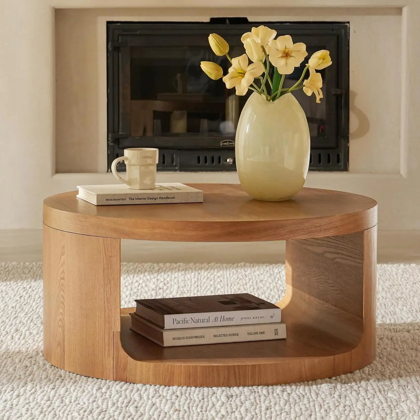 Coffee Table With Storage Two Tier Circle Wood Center Tables