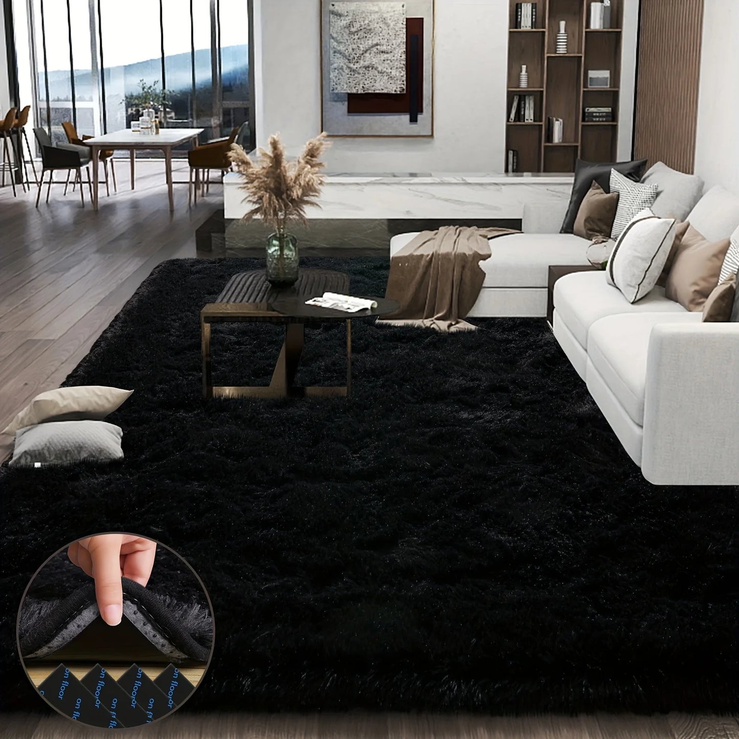 Plush Area Rug Geometric Modern Living Room and Bedroom Decor