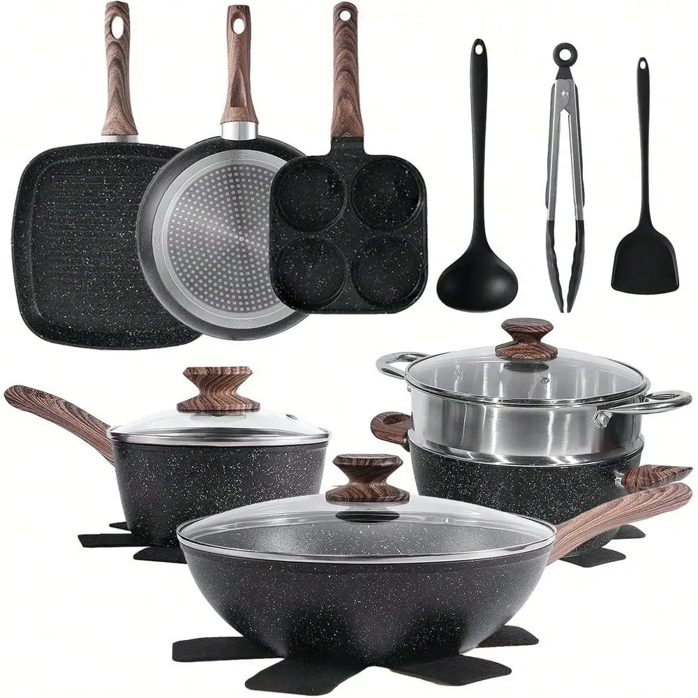 17 Piece Pots And Pans Set With StayCool Handles Induction