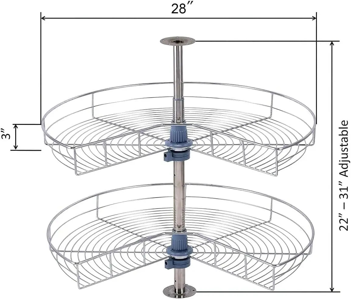 Stainless Steel Base Cabinet Kidney Shape Lazy Susan Corner Organizer