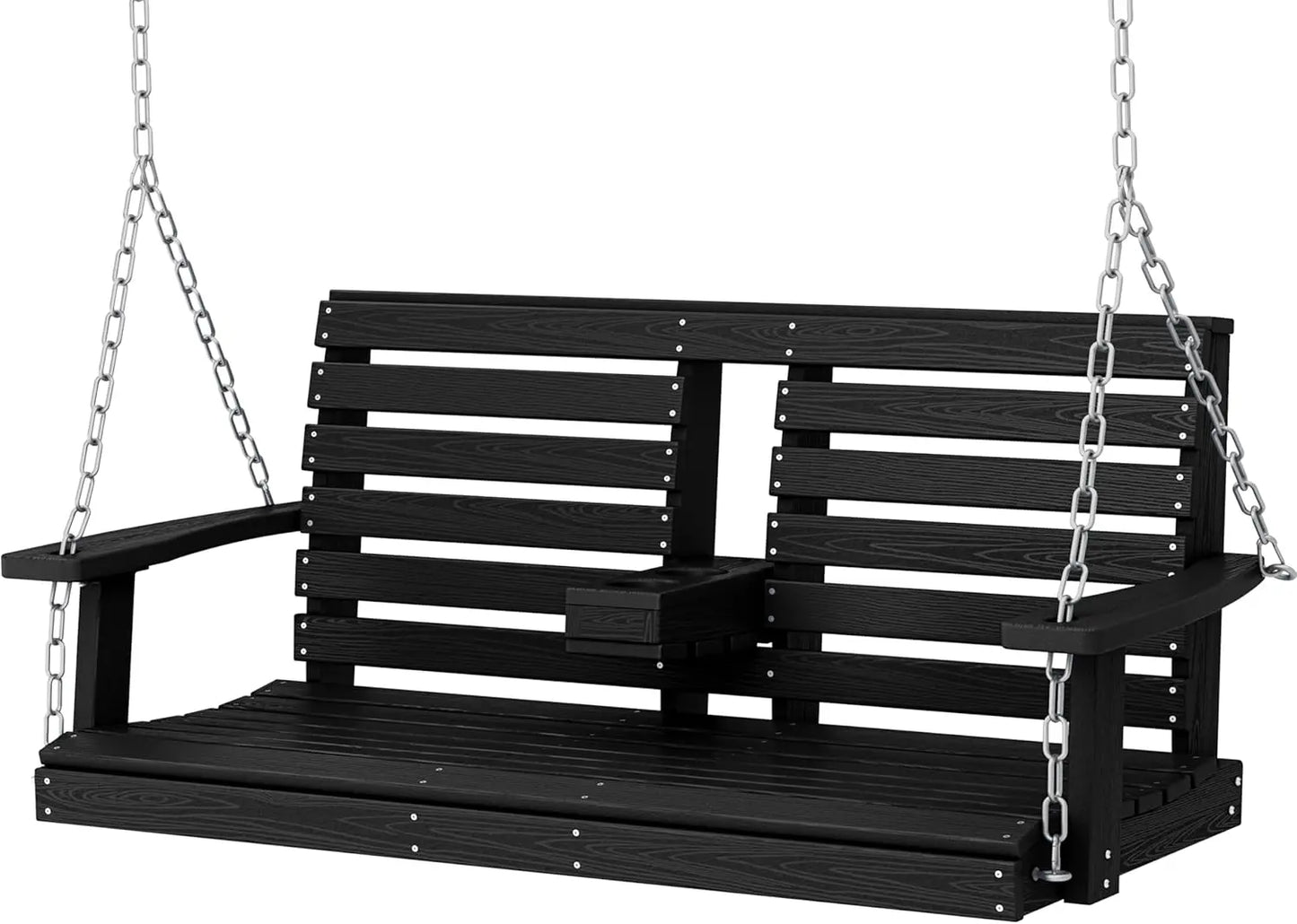 Outdoor Hanging Porch Swing With Cup Holders High Density Polyethylene Bench